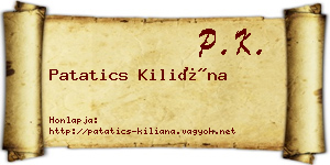 Patatics Kiliána névjegykártya